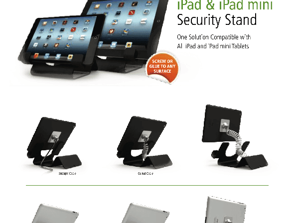 Maclocks tablet security holder for all iPads; Open back allows for maneuverability