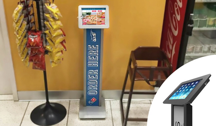 Self ordering kiosk with tablet touchscreen