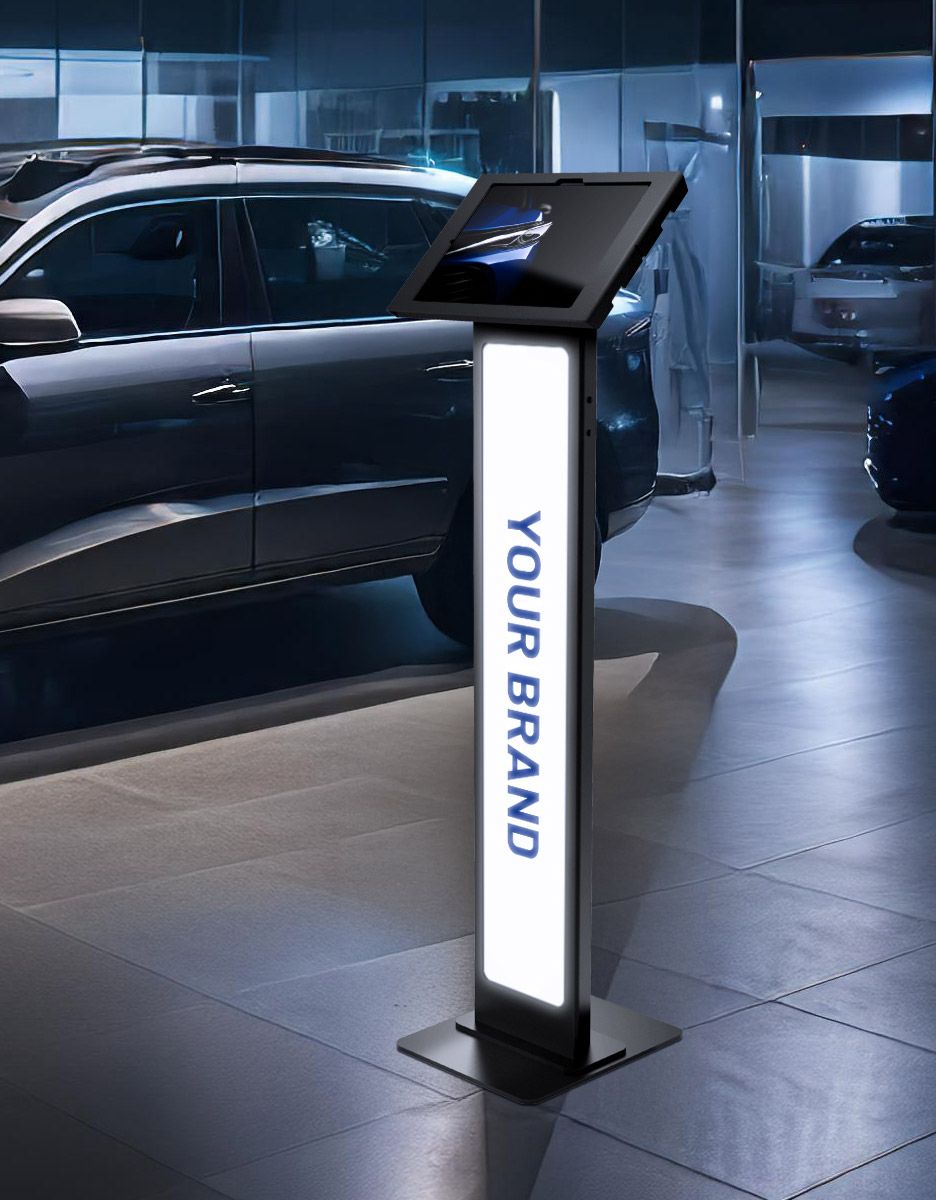 Tablet Floor Stand with Brandable Lighting Panel