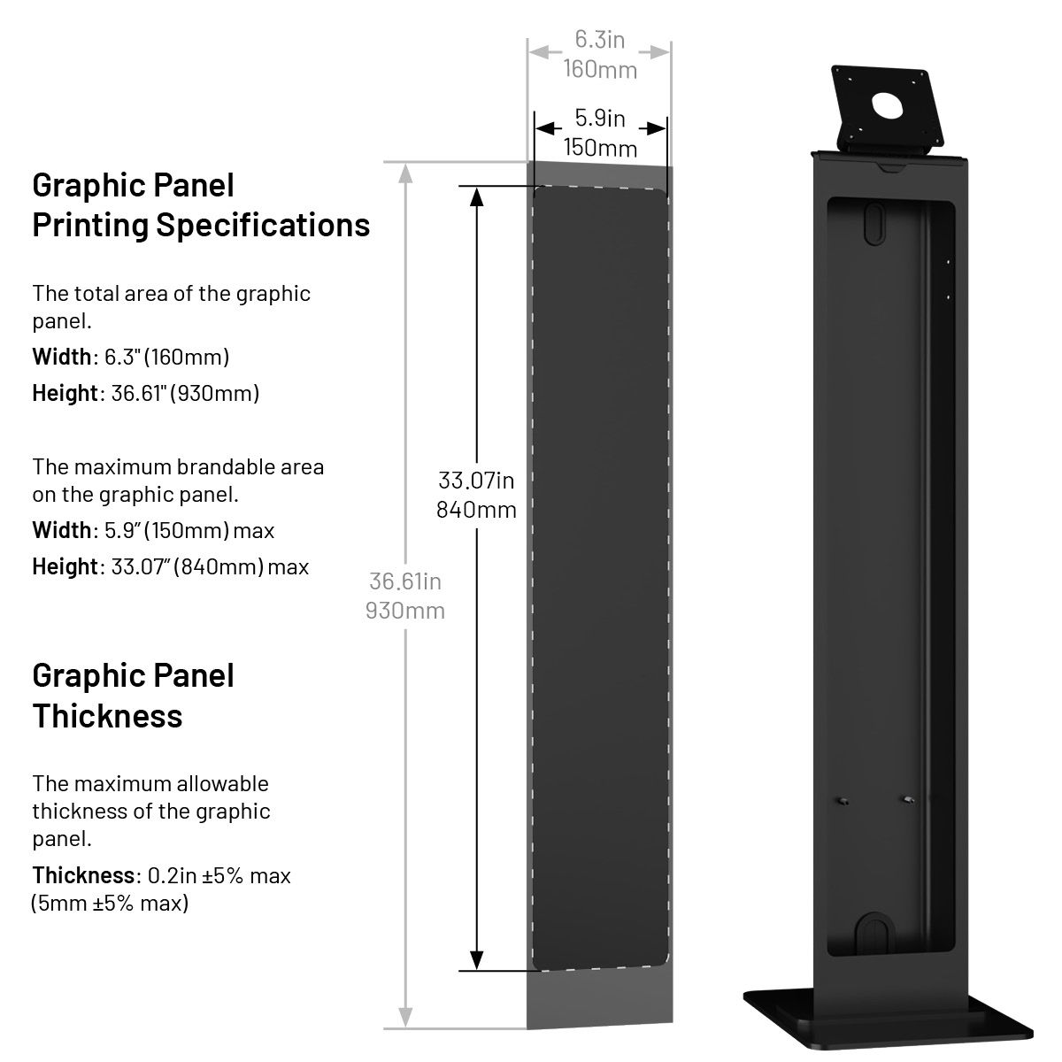 Brandable VESA Mount Security Floor Stand - Tiltable display Floor Stand