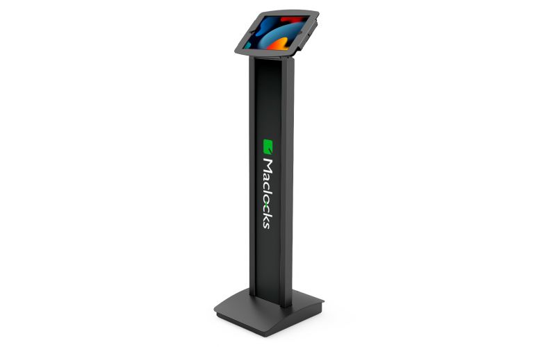 Professional Kiosk Tablet Floor Stand with Round Base Silver 